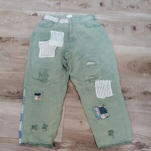POL - NWT Lightweight Green Patchwork Pants